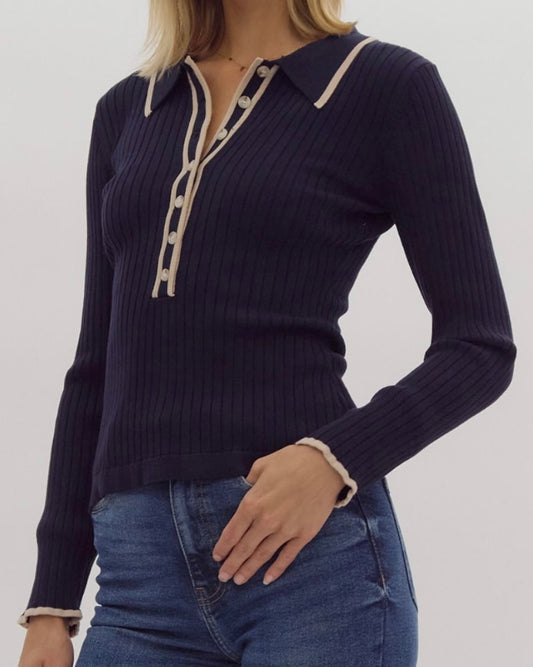 Kennedy Navy Ribbed Shirt