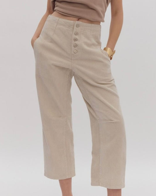 Sand Corduroy Barrel Pant