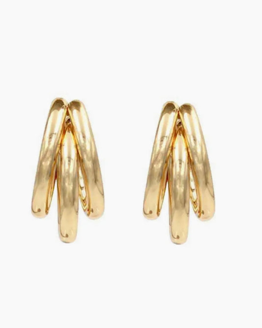 Gold Tri Hoop Earring