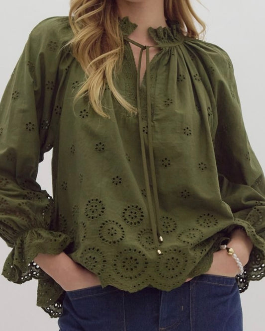 Jessa Olive Blouse