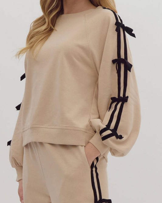 Tiffany Sand Bow Pullover