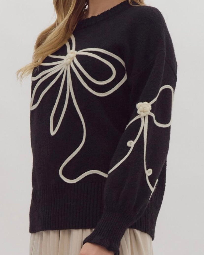 Bow Appliqué Sweater