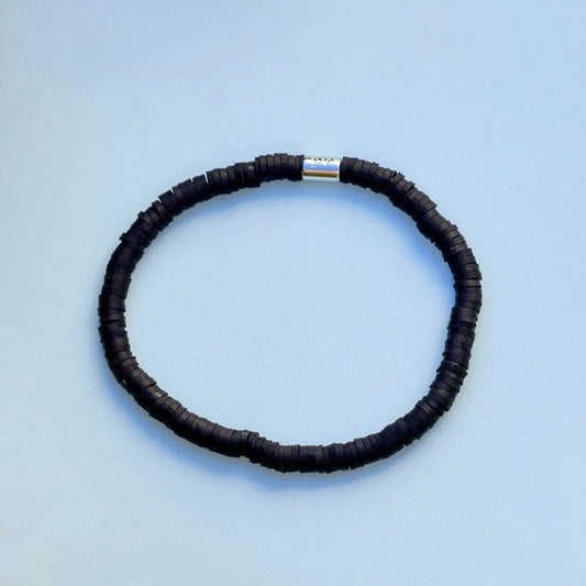 Black Disc Stretch Bracelet