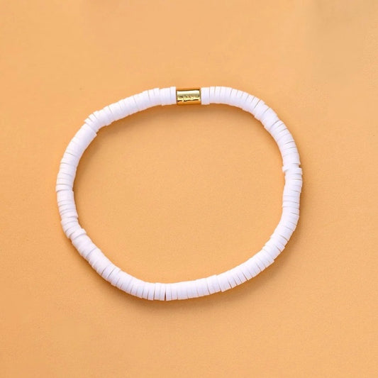 White Disc Stretch Bracelet