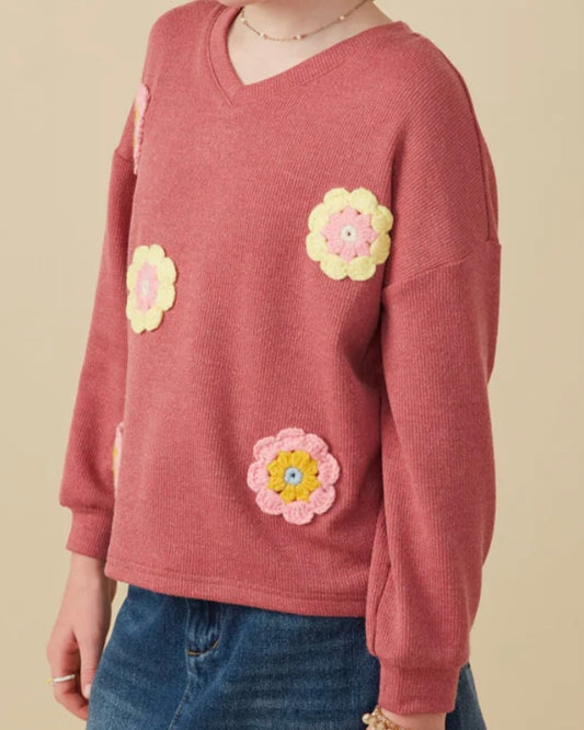 Embroidered Flower Sweater