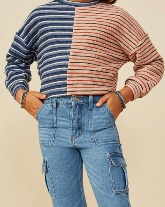 Blocked Stripe Knit Top