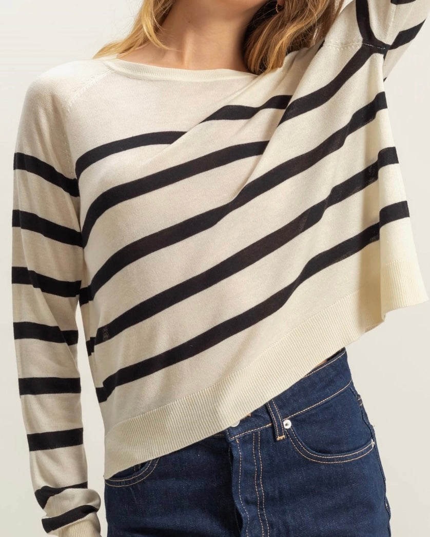 Stripe Raglan Knit Top