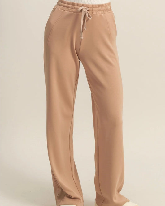 Taupe Scuba Drawstring Pant