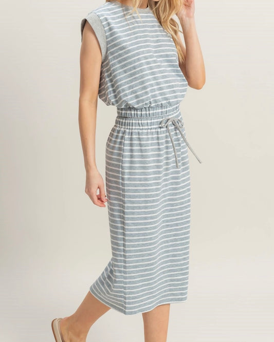 Gray Striped Top & Skirt Set