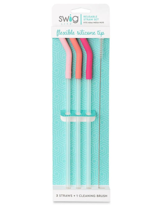 Blush/ Coral/ Hot Pink Straw Set
