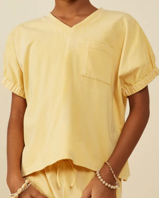 Yellow Washed Pocket Tee