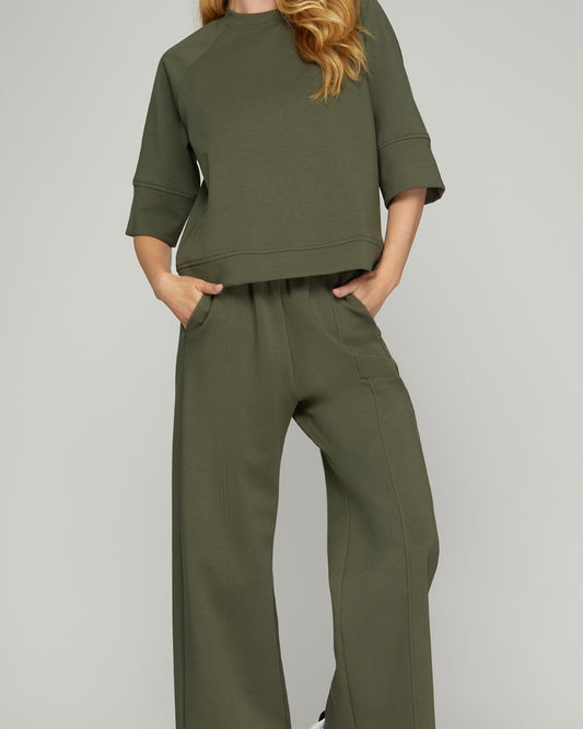 Olive Scuba Knit Pant