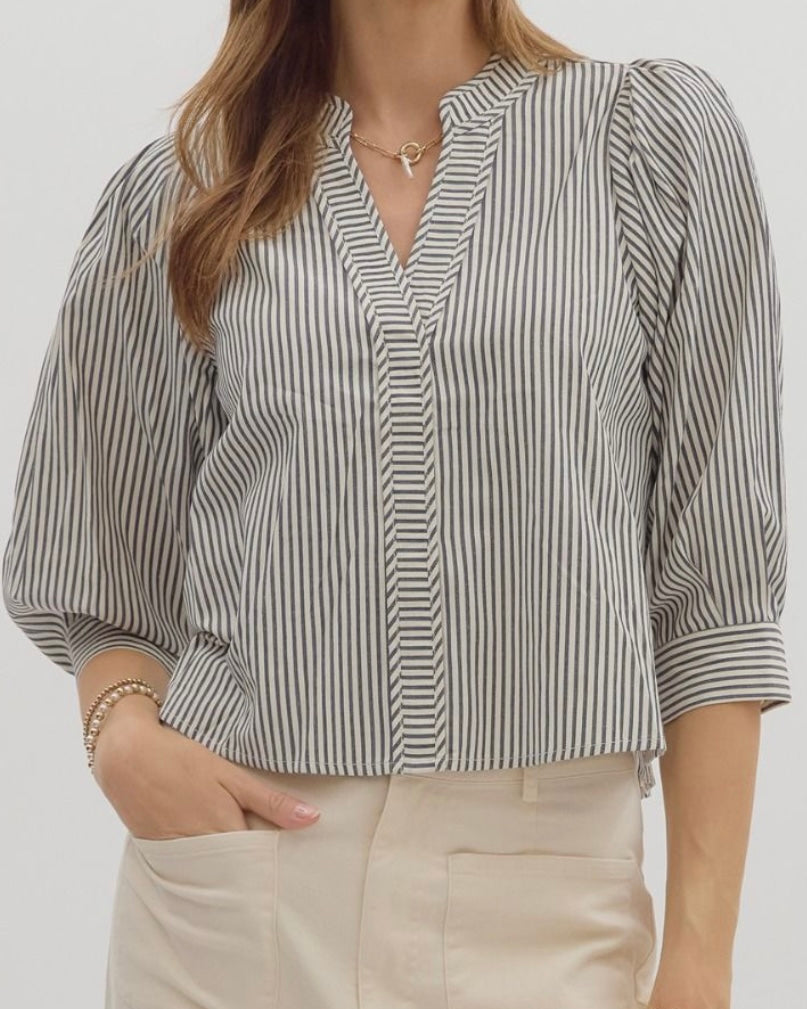 Sara Black Stripe Shirt