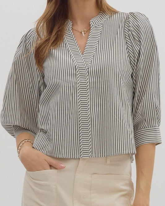 Sara Black Stripe Shirt