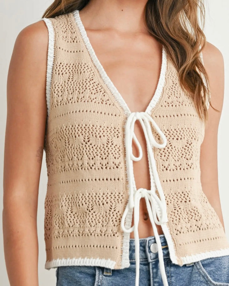 Crochet Tie Front Vest