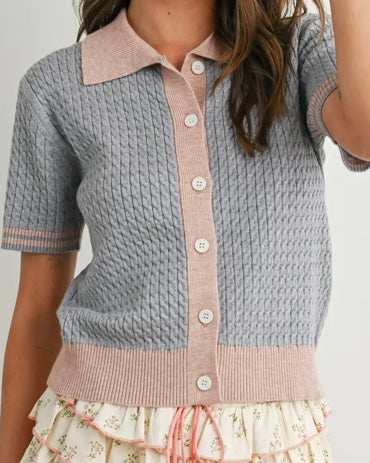 Collared Short Sleeve Top