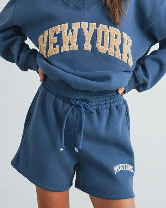 New York Embroidered Sweat Shorts
