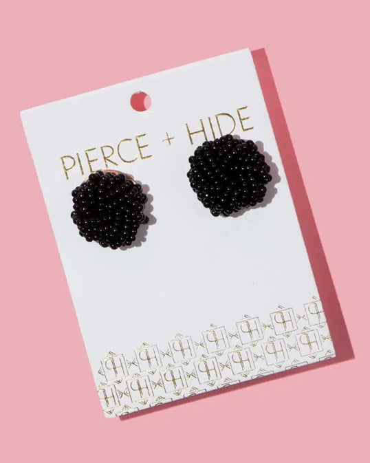 Black Beaded Knot Stud