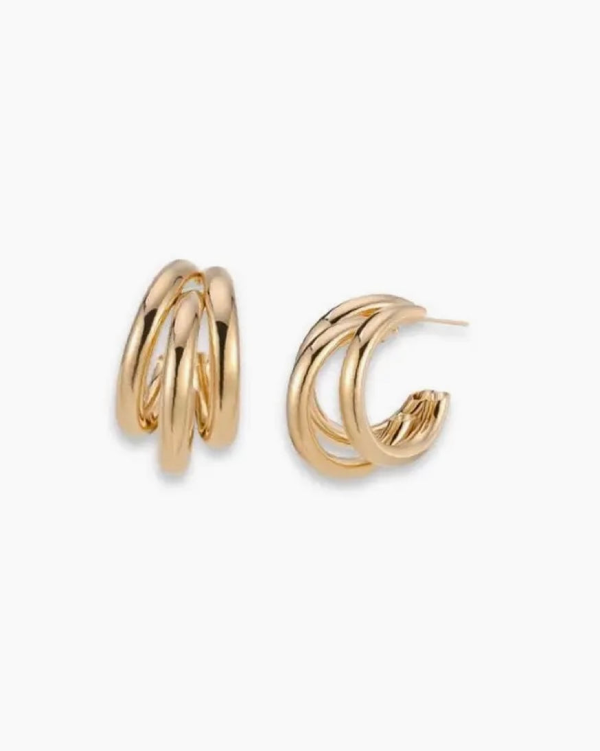 Gold Triple Petite Hoop