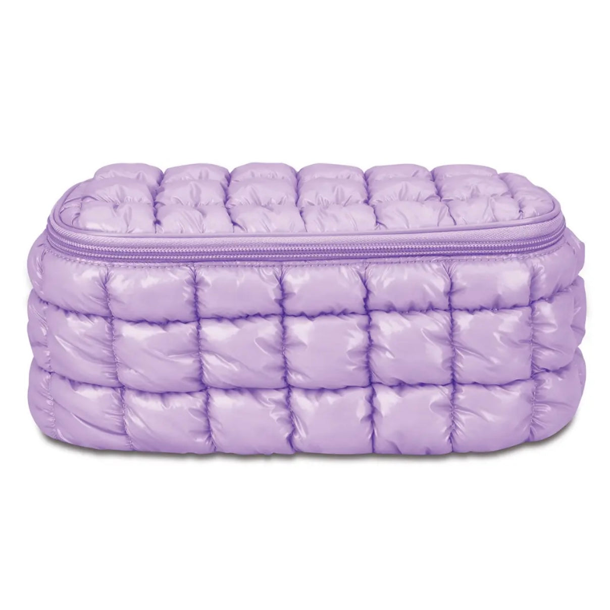 Lavender Shiny Puffer Cosmetic Case