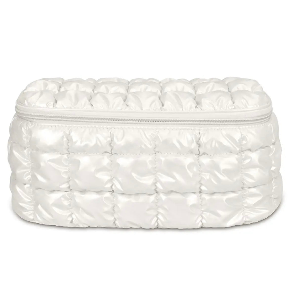 Pearl White Shiny Puffer Cosmetic Case