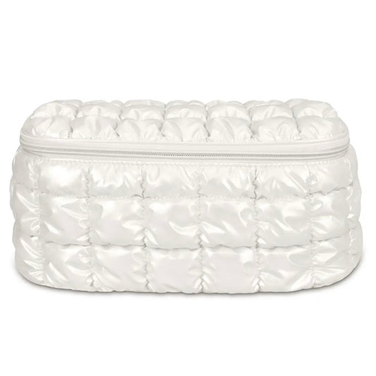 Pearl White Shiny Puffer Cosmetic Case