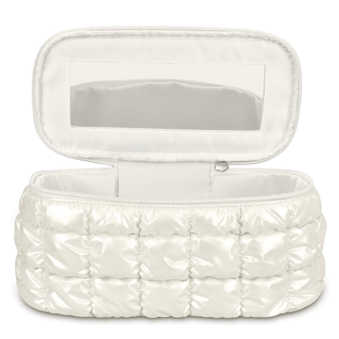Pearl White Shiny Puffer Cosmetic Case