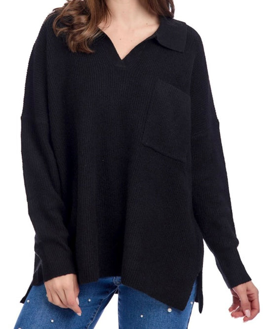 Noa Black Collared Sweater