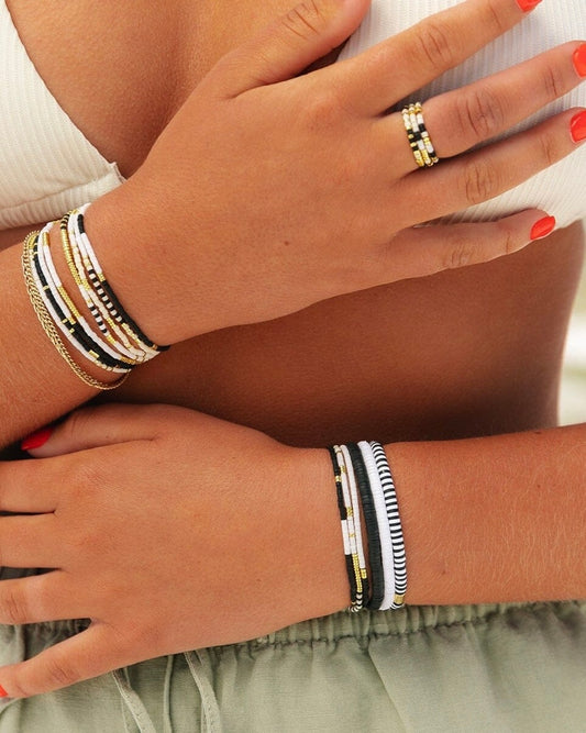 Obsidian Disc Stretch Bracelet