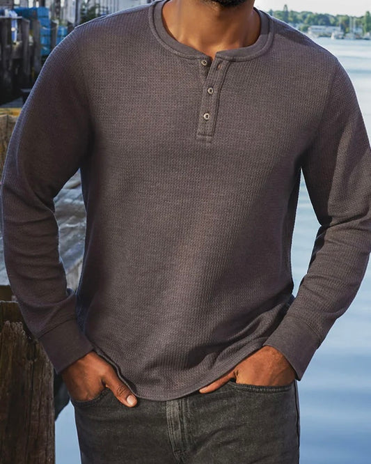 Chatsworth Charcoal Waffle Henley