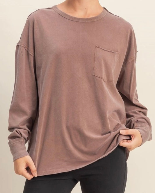 Andie Chestnut Oversized Long Sleeve