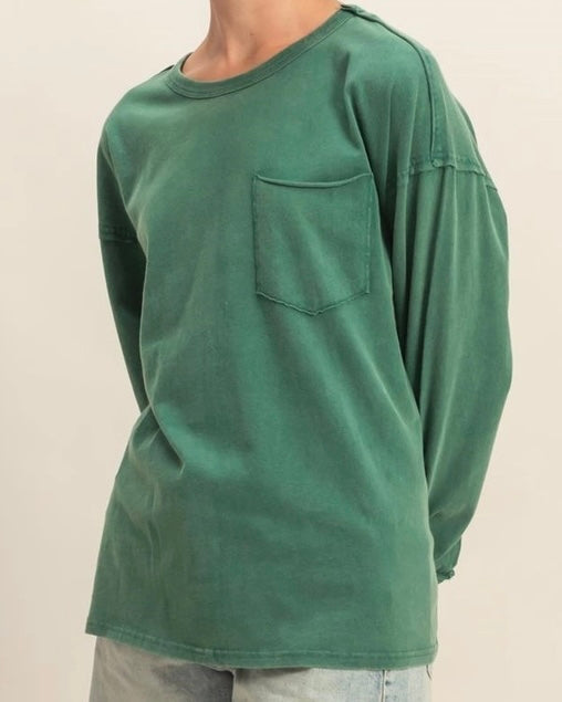 Andie Dark Green Oversized Long Sleeve