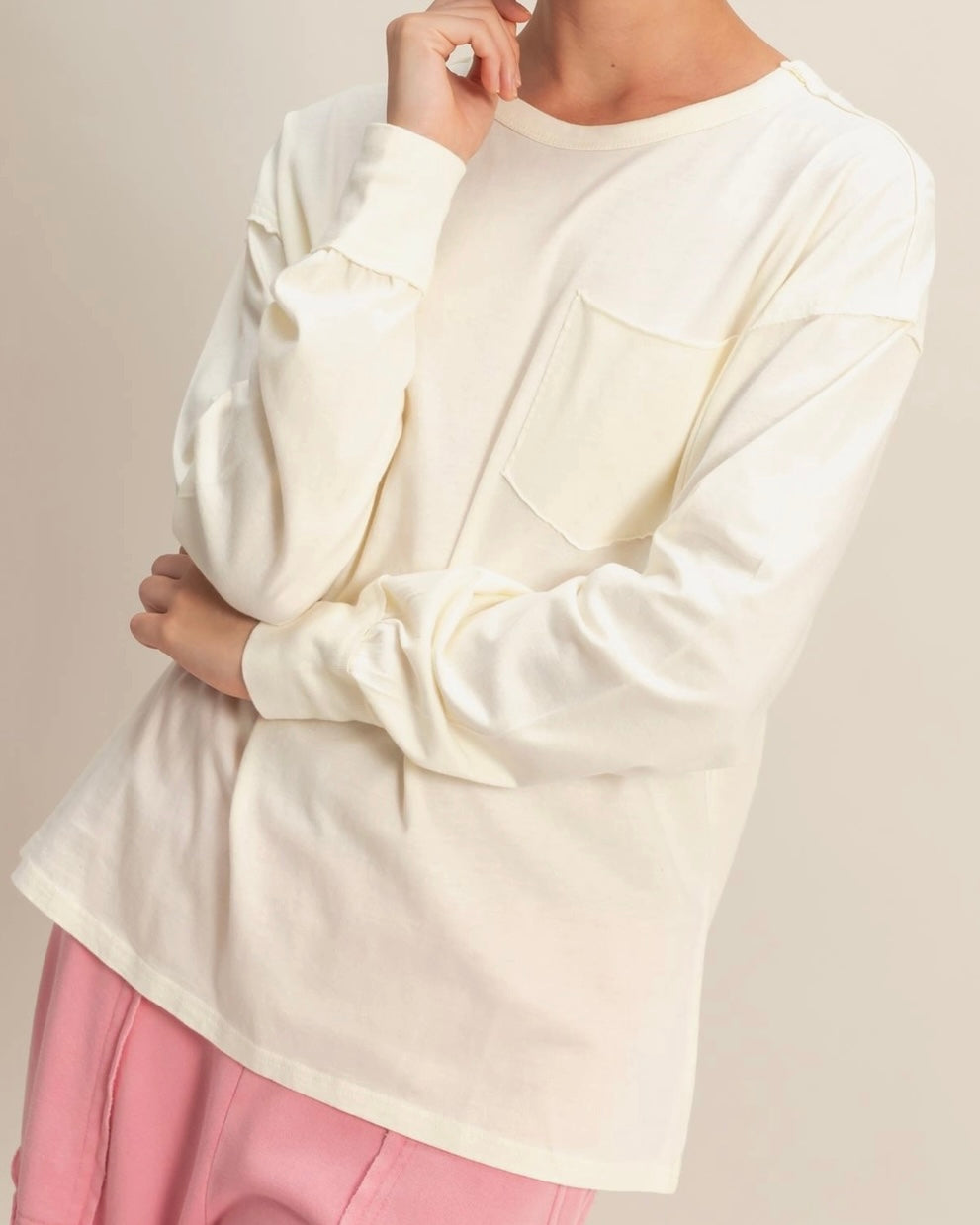 Andie Cream Oversized Long Sleeve