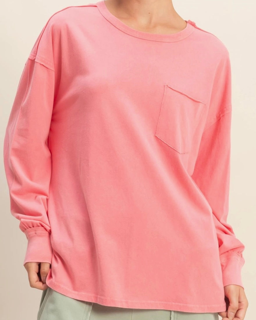 Andie Pink Oversized Long Sleeve