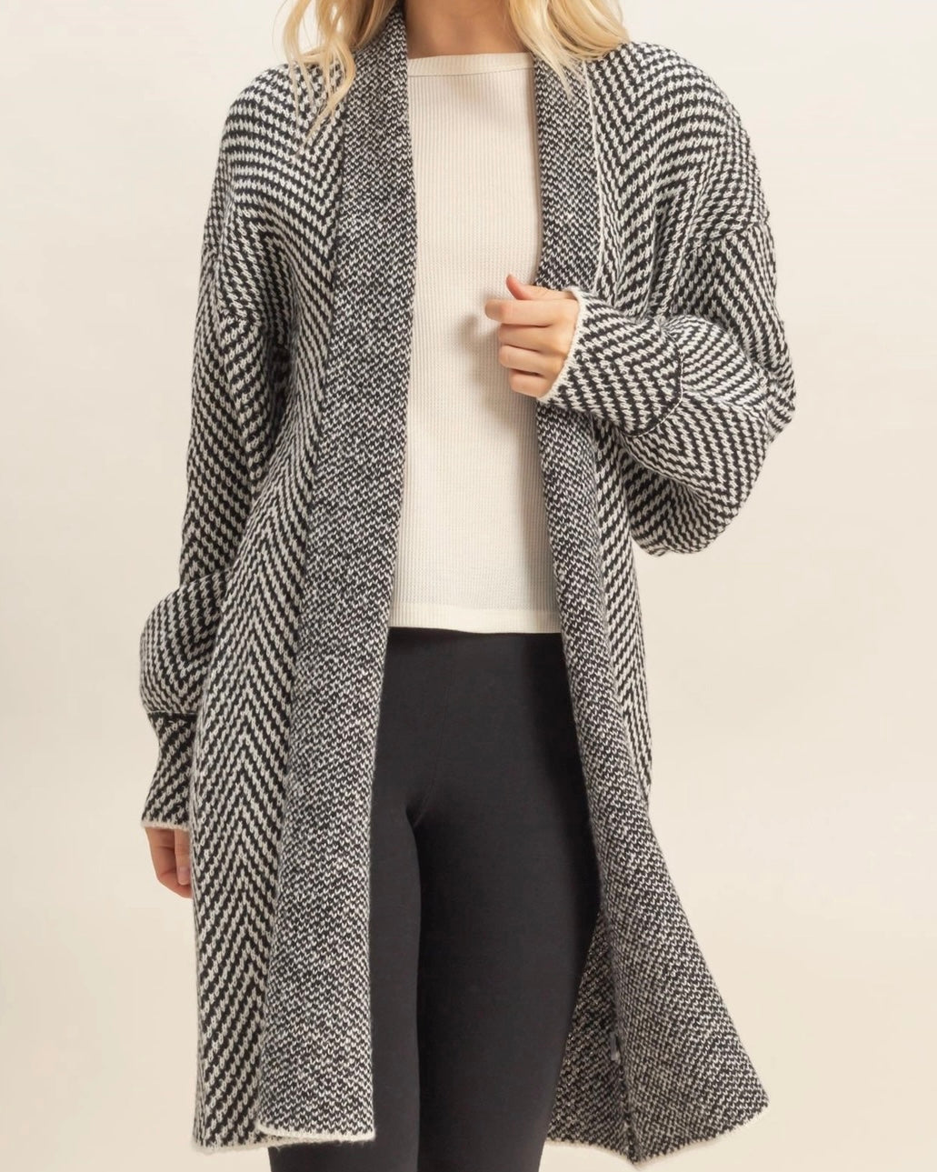 Herringbone Black Cardigan - The Swanky Shack
