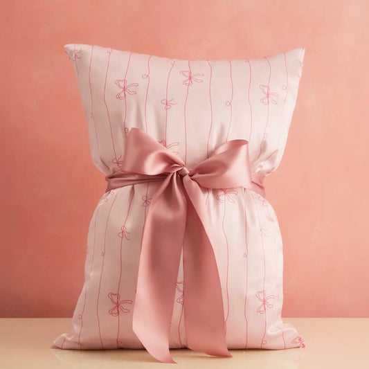 Striped Bows Standard Silk Pillowcase