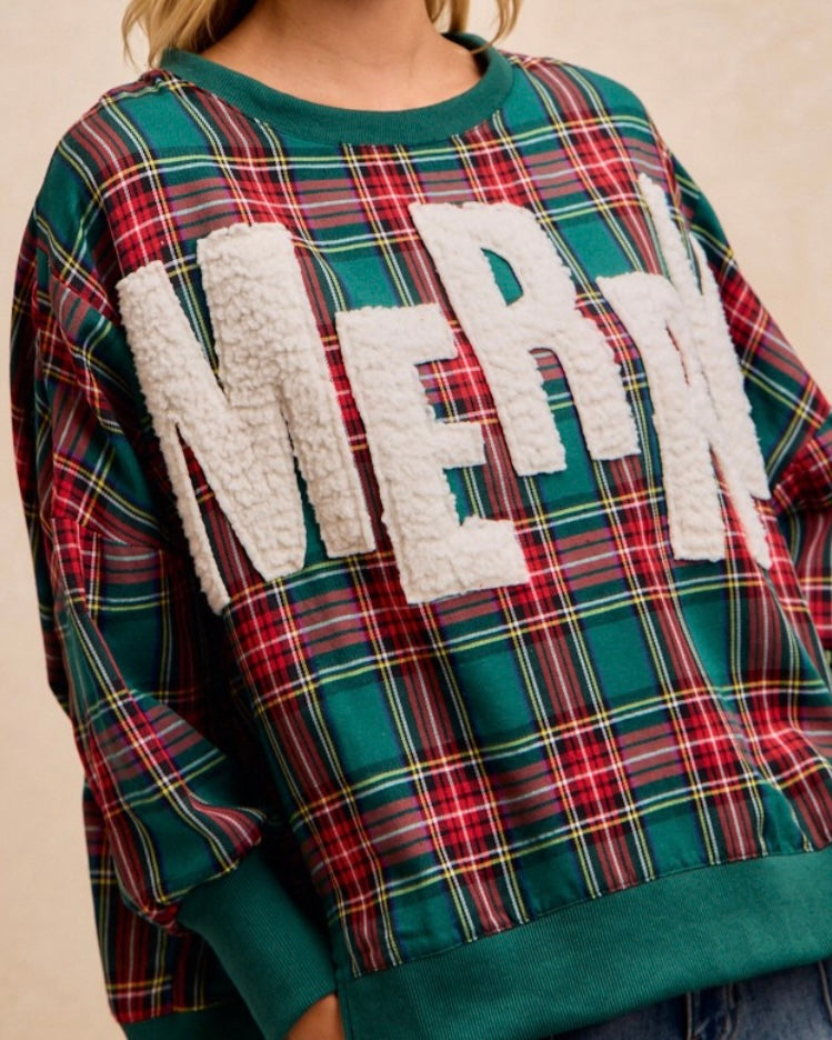 Merry Green Plaid Sweatshirt