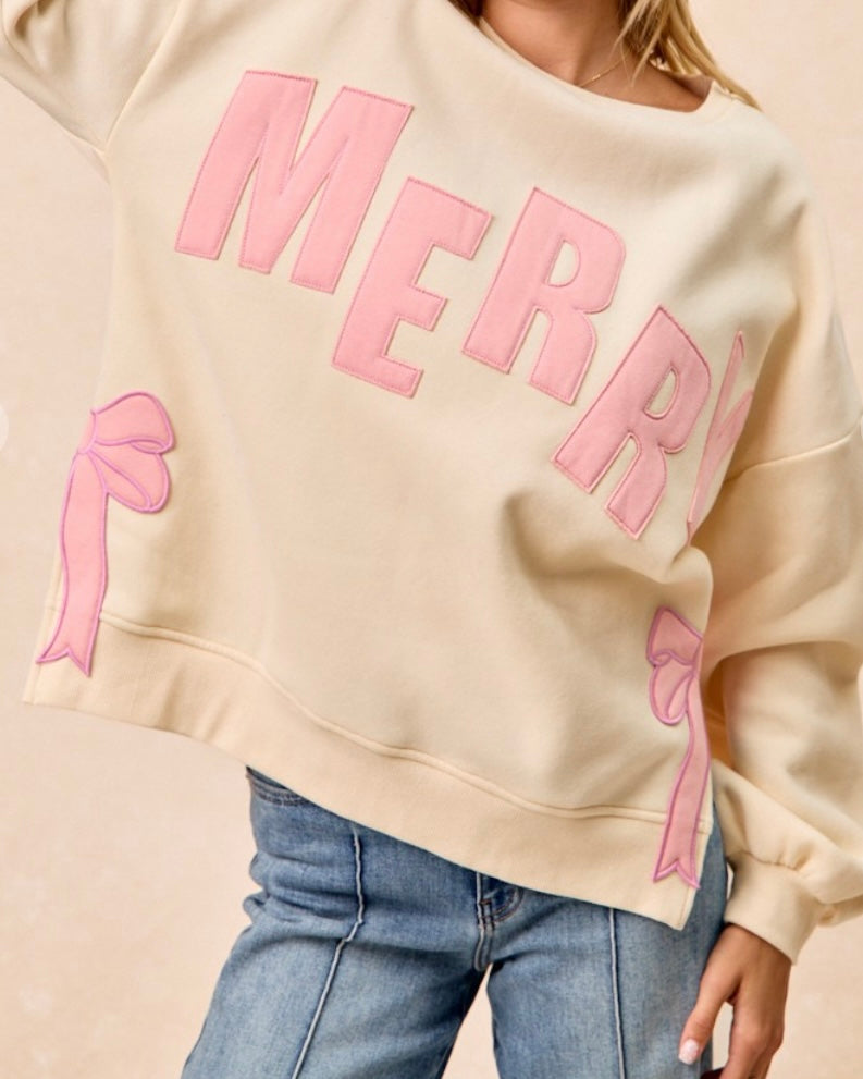 Pink Merry Bow Sweatshirt