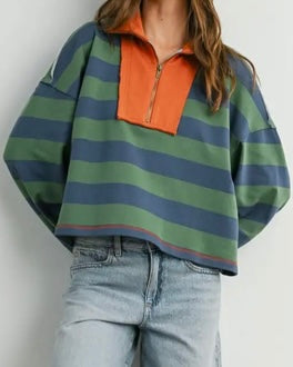 Zip Stripe Pullover