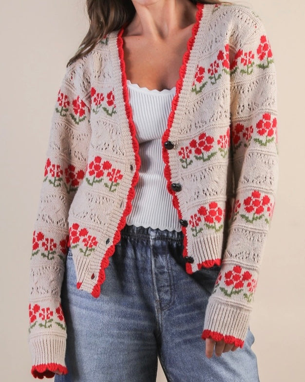 Floral Knit Cardigan - The Swanky Shack