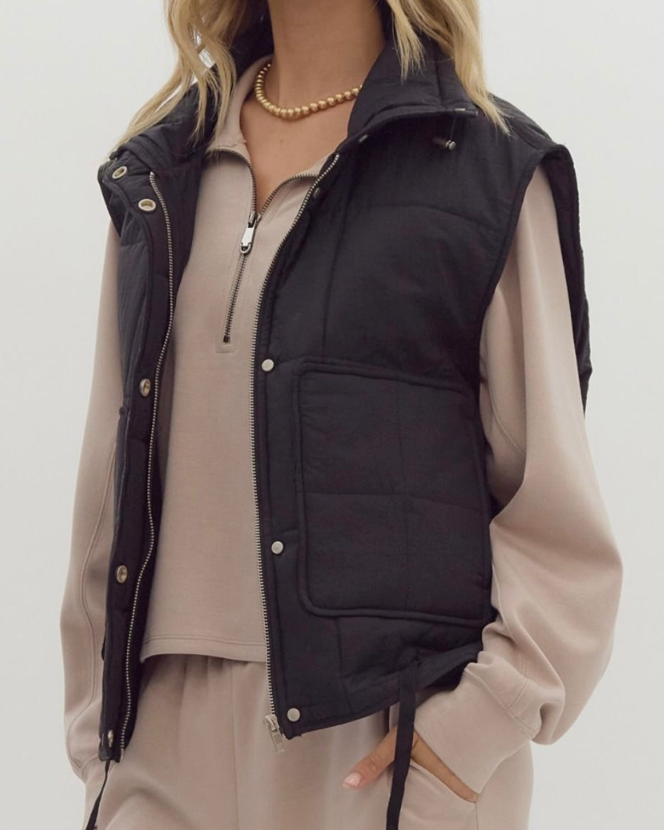 Black Puffer Vest - The Swanky Shack