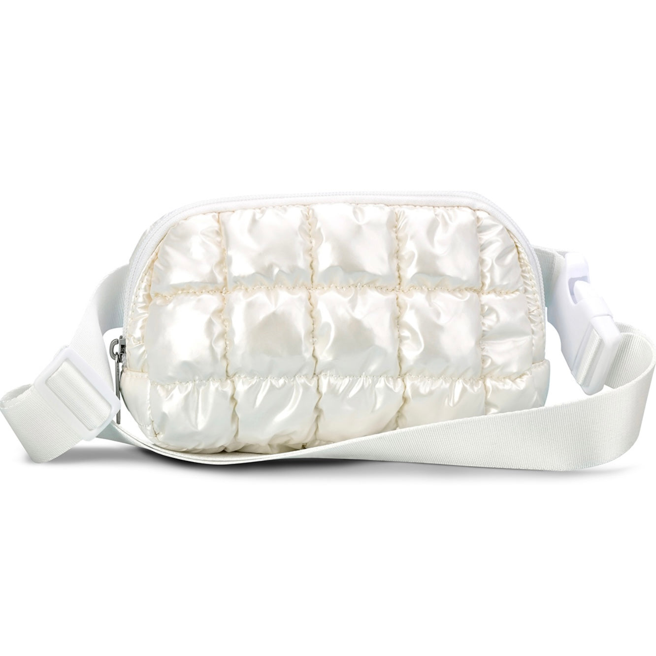 Pearl White Shiny Belt Bag - The Swanky Shack
