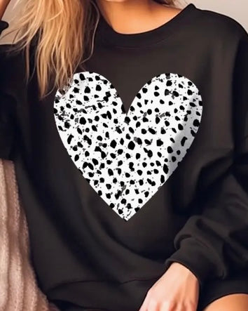 Dalmatian Print Heart Sweatshirt - The Swanky Shack