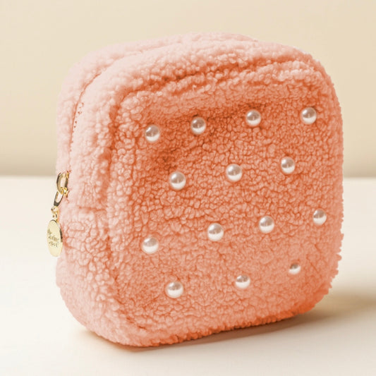 Pearl Peach Teddy Pouch - The Swanky Shack