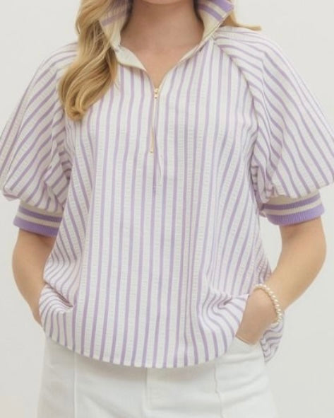 Lavender Stripe Top