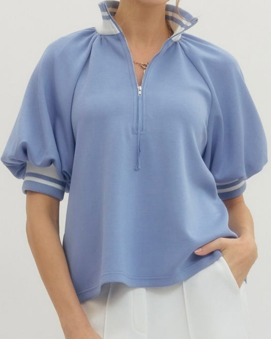 Chambray Collared Top