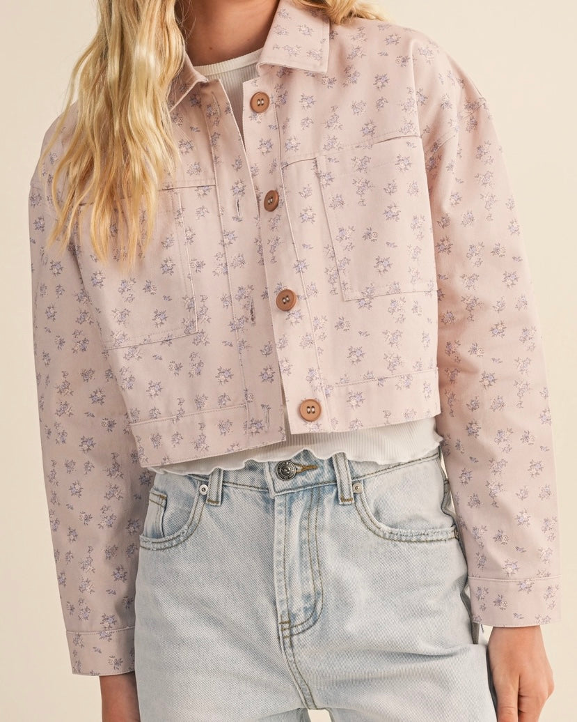 Girls Floral Cropped Jacket - The Swanky Shack