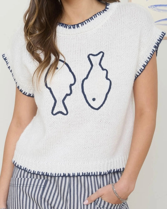 Fish Motif Sweater Top - The Swanky Shack