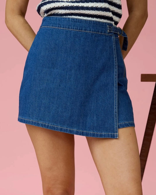 Wrap Denim Skort - The Swanky Shack