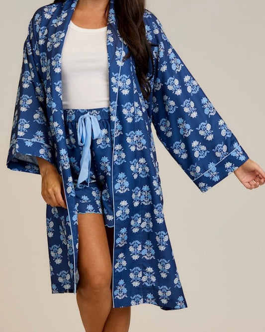 Navy Floral Print Robe - The Swanky Shack
